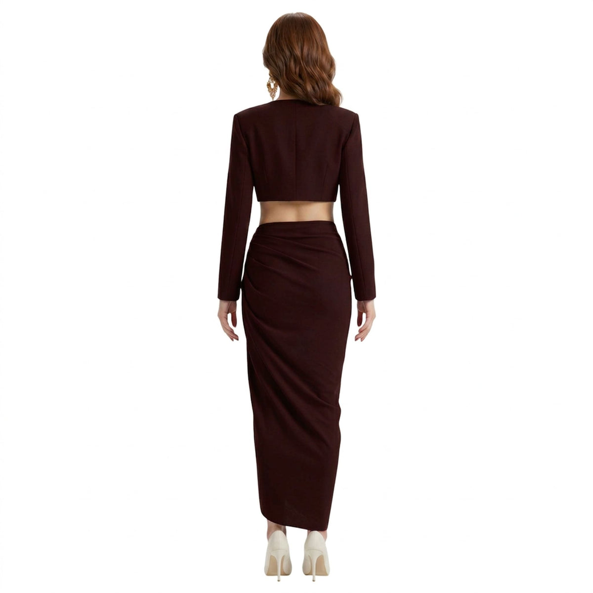 Draped Wrap Satin Skirt – Isis - Wine