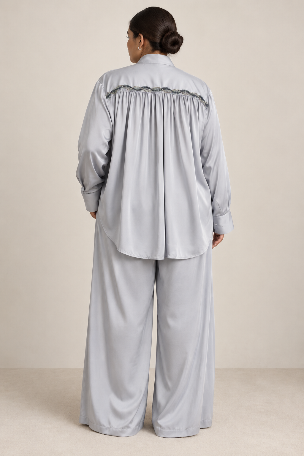 Angular Yoke Gathered Shirt – Ankh - Cool Grey
