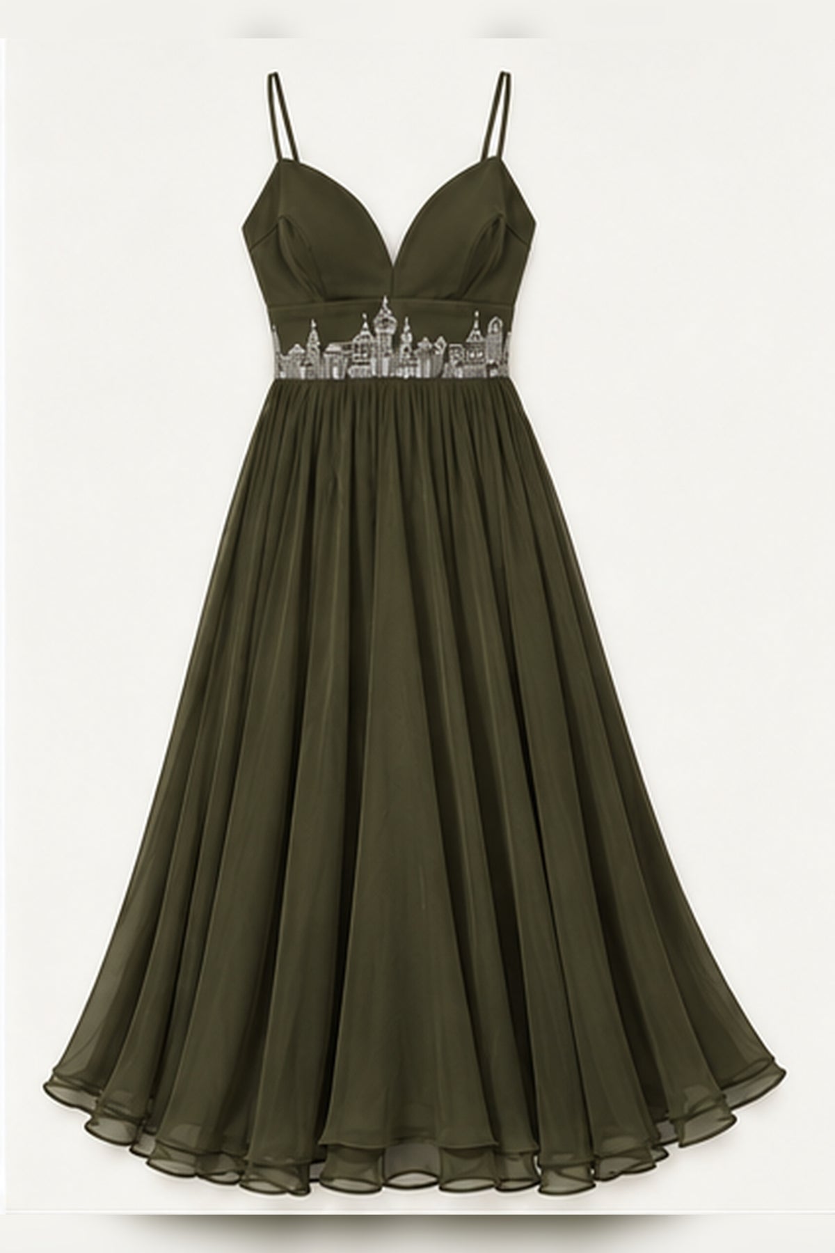 Sweetheart A-Line Organza Dress – Skyline - Burnt Olive