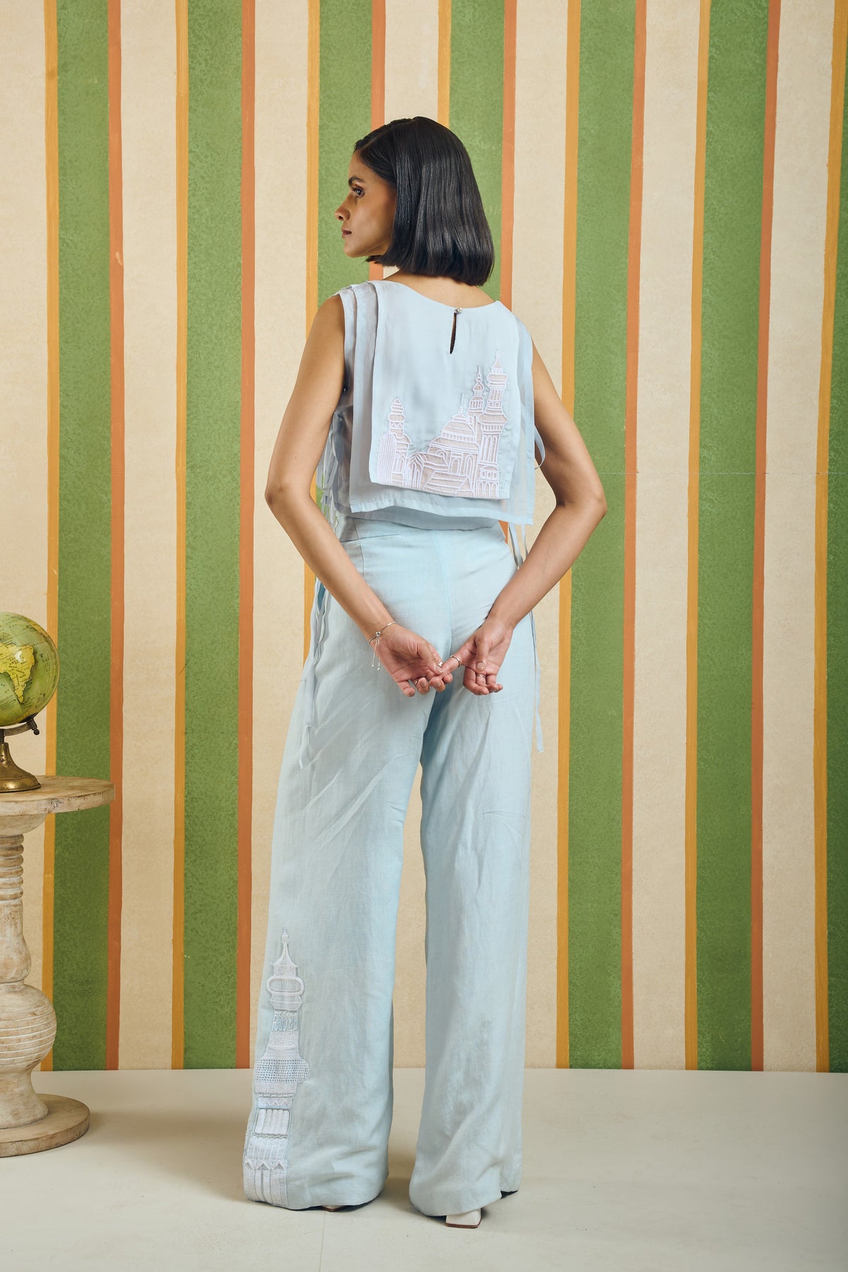 Tie-Up Organza Overlay Top – Basilica - Blue