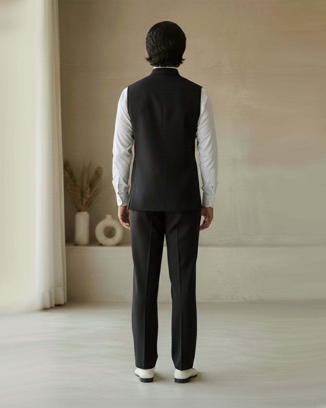 Pocket Embroidered Sadri – Regal - Black