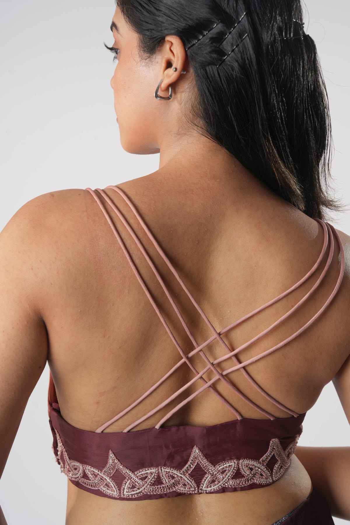Criss Cross Back Bustier Blouse – Trinova - Blush Merlot