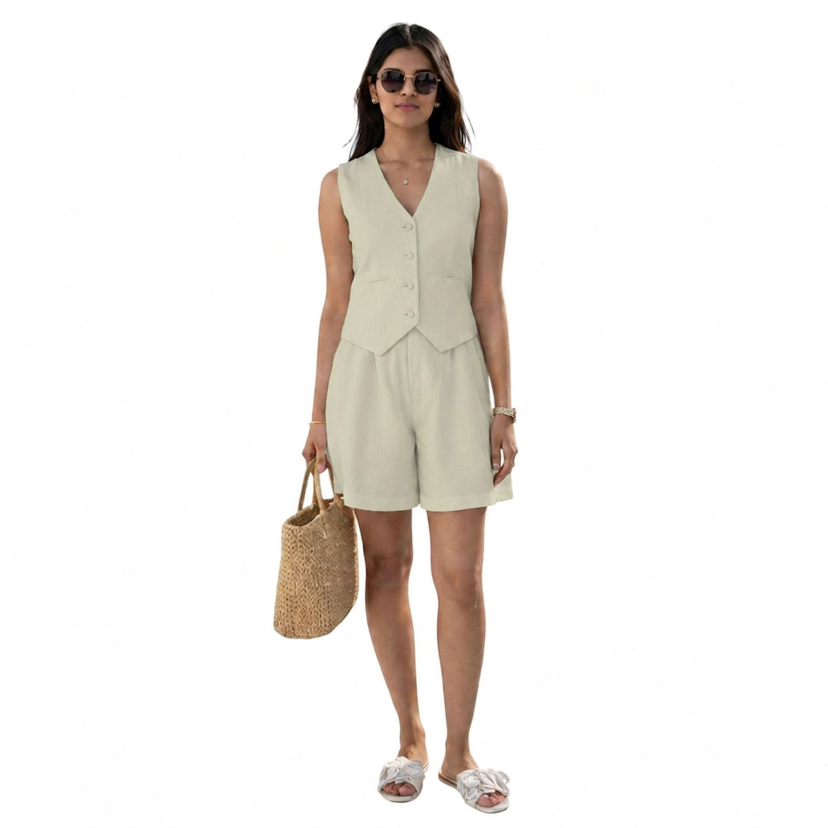 Tailored Hemp Vest – Power Muse - Sage Green