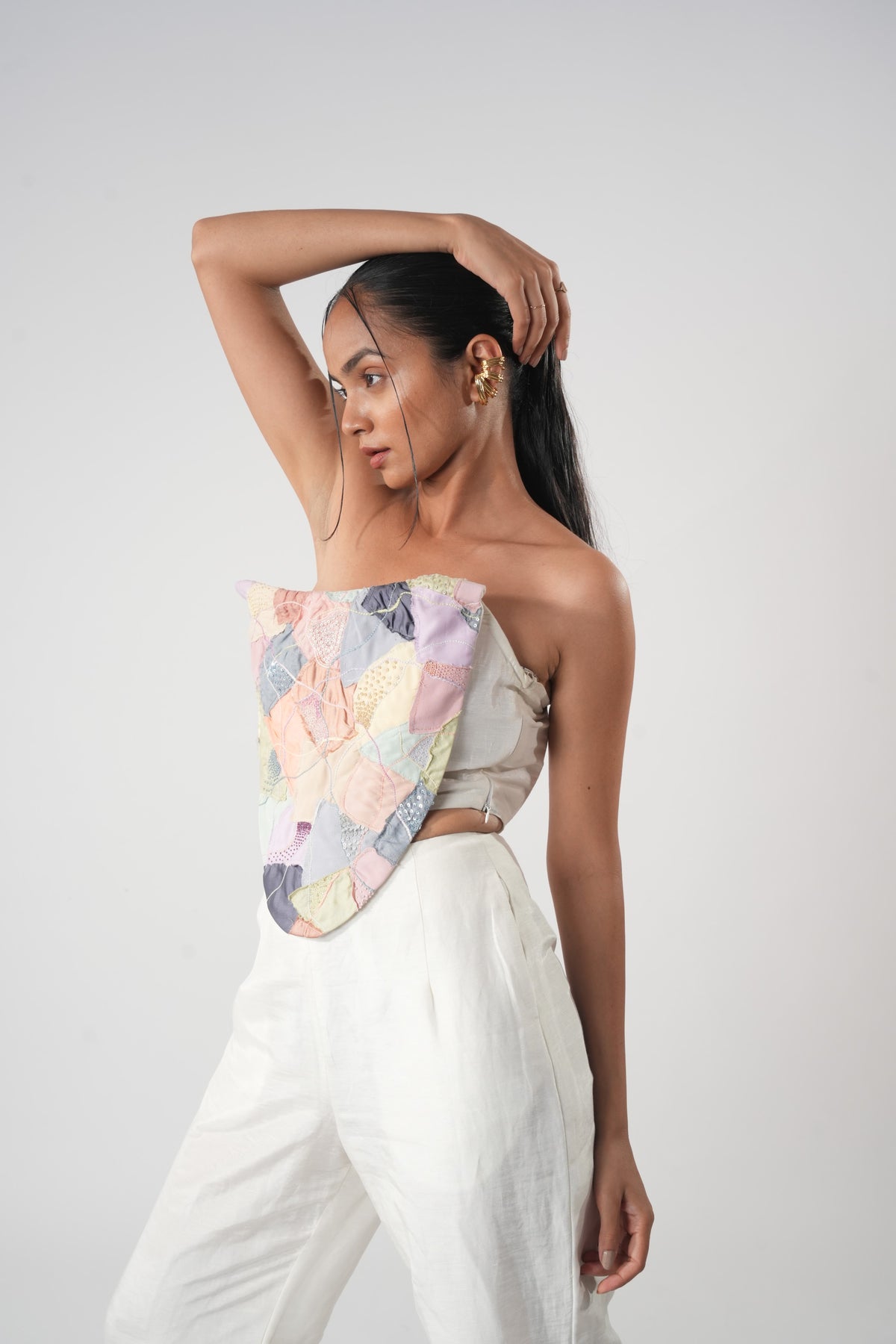 Heart Off-Shoulder Patchwork Top – Heartshade - White