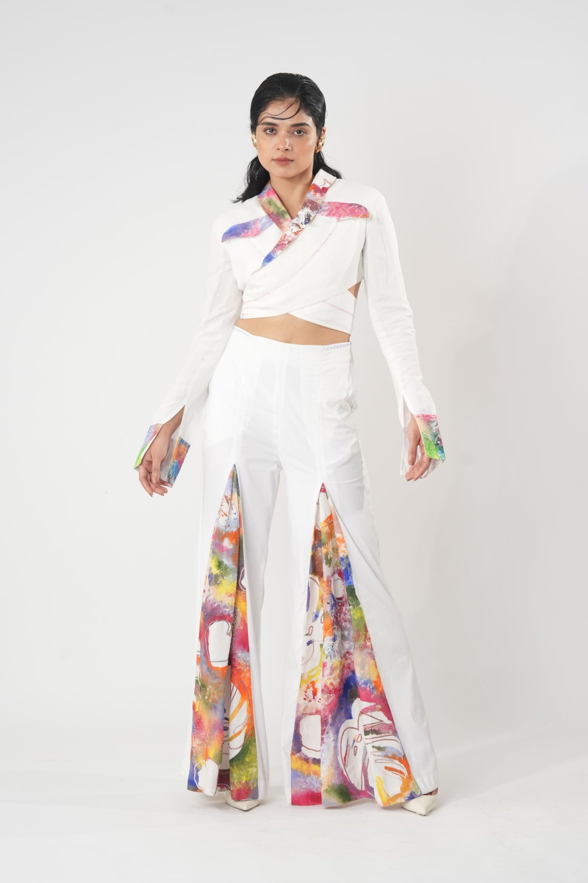 Criss-Cross Wrap Jacket – Brushstroke - White