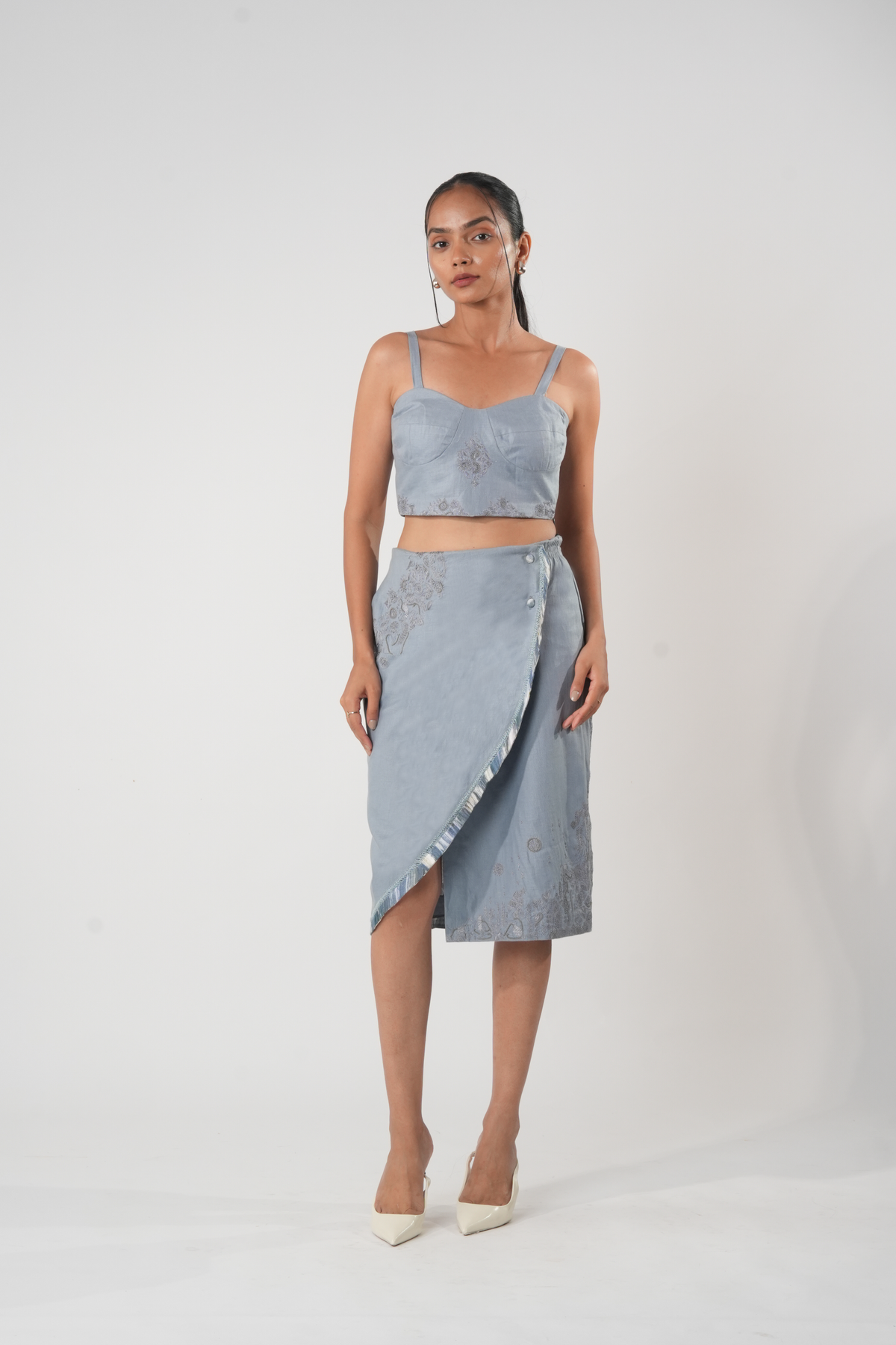 Embroidered Strappy Bustier – Essenza - Blue