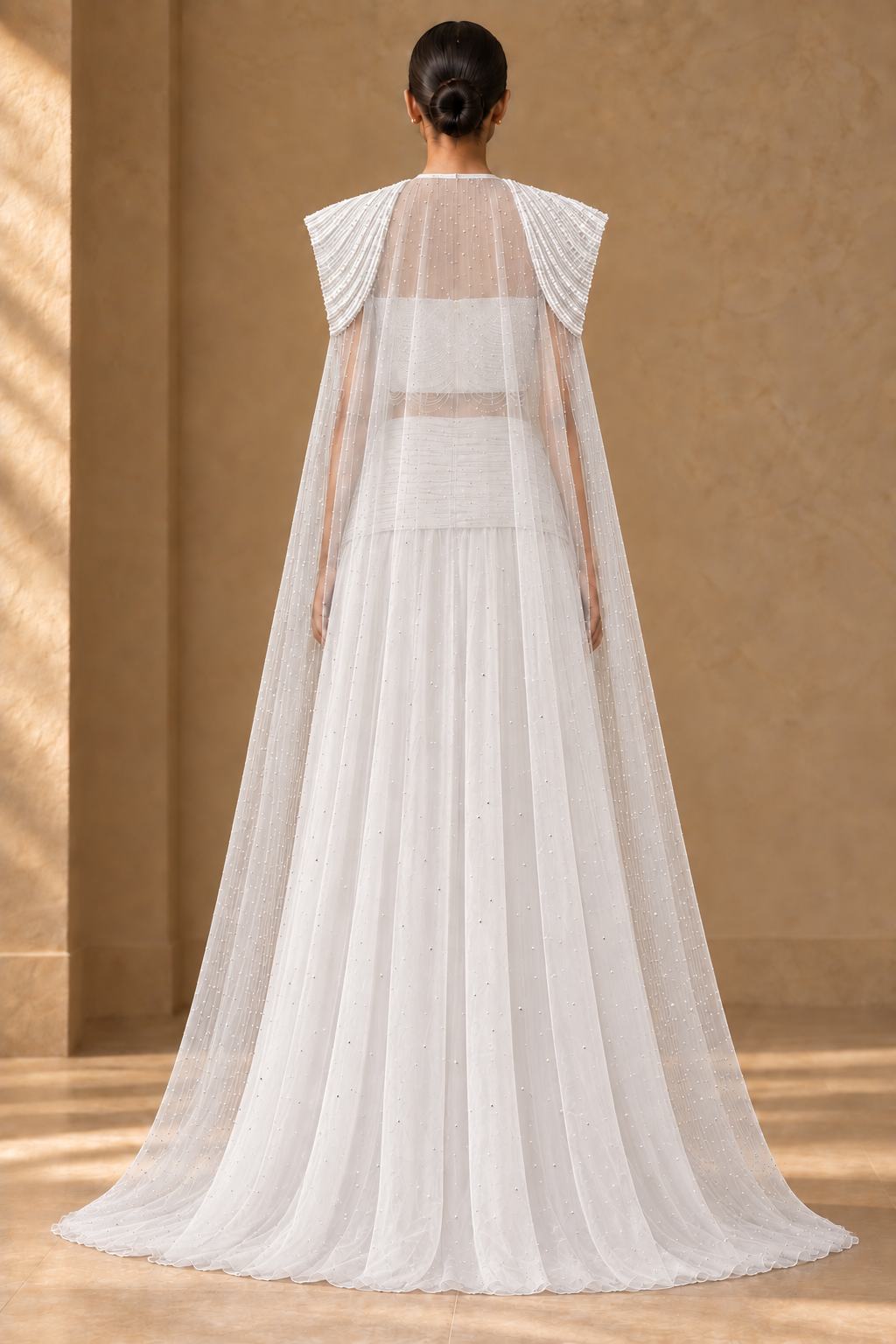 Ankh Draped Palazzo Set (3-piece) - White