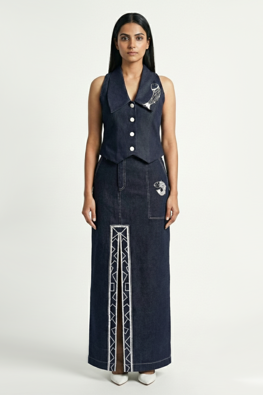 Side Slit Denim Skirt – Sovereign - Blue