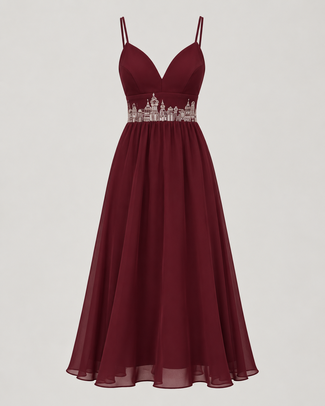 Sweetheart A-Line Organza Dress – Skyline - Wine