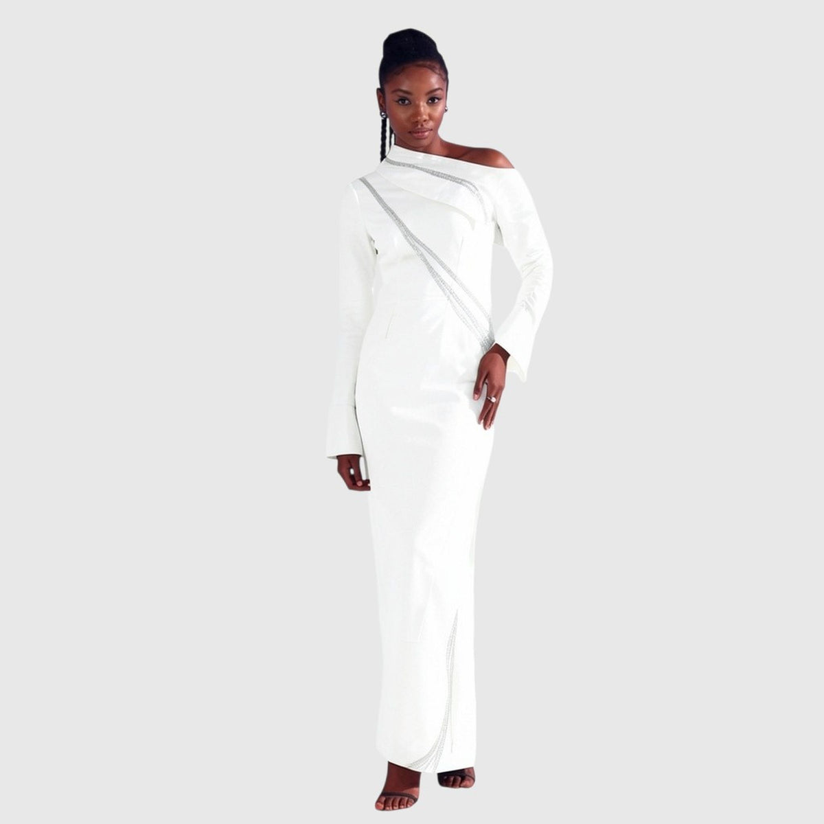 One-Shoulder Draped Midi Dress – Ecalt - White