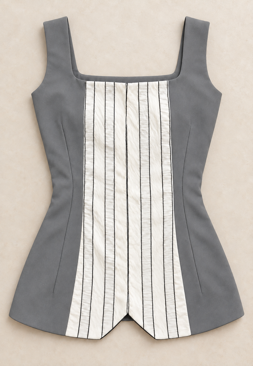 Colour Block Vertical Vest – Regal - Grey & White