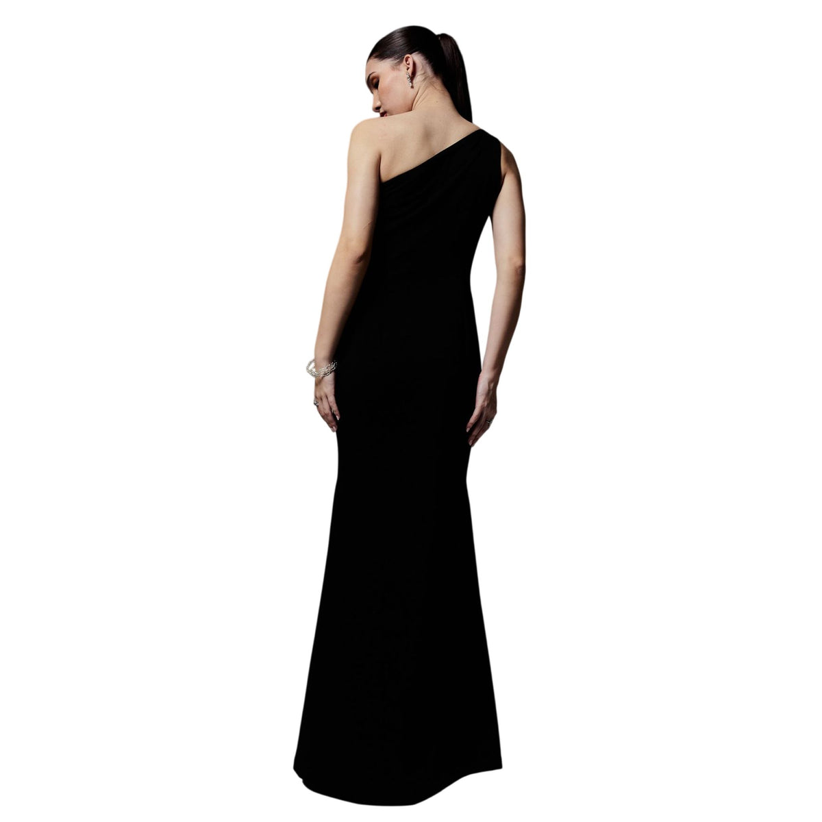 One-Shoulder Draped Gown – Contour - Black And Red