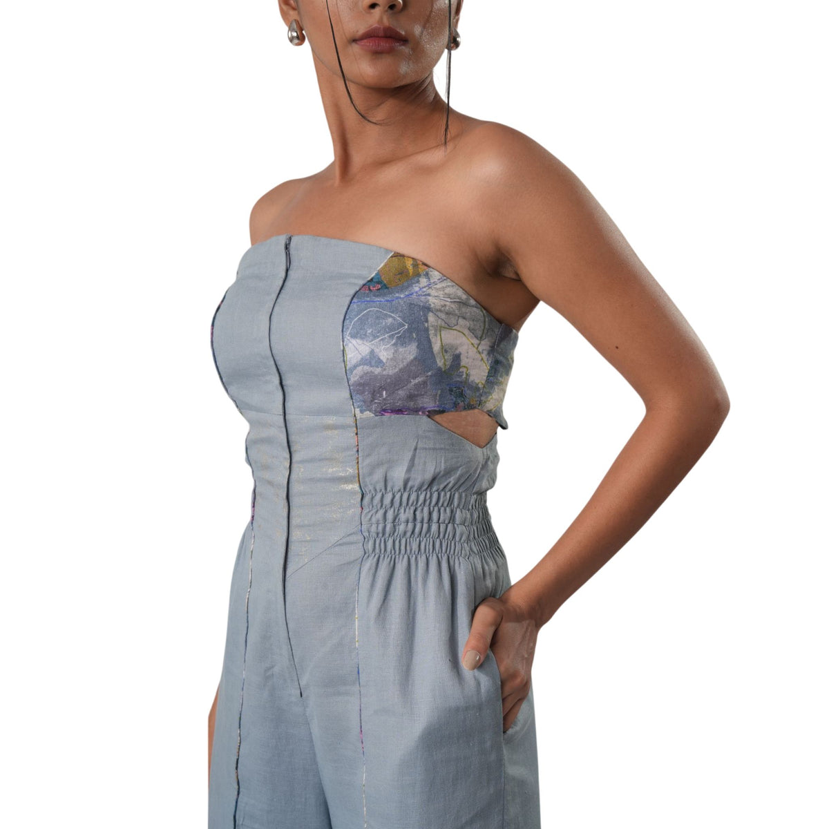 Strapless Wide-Leg Jumpsuit – Moonlit - Blue