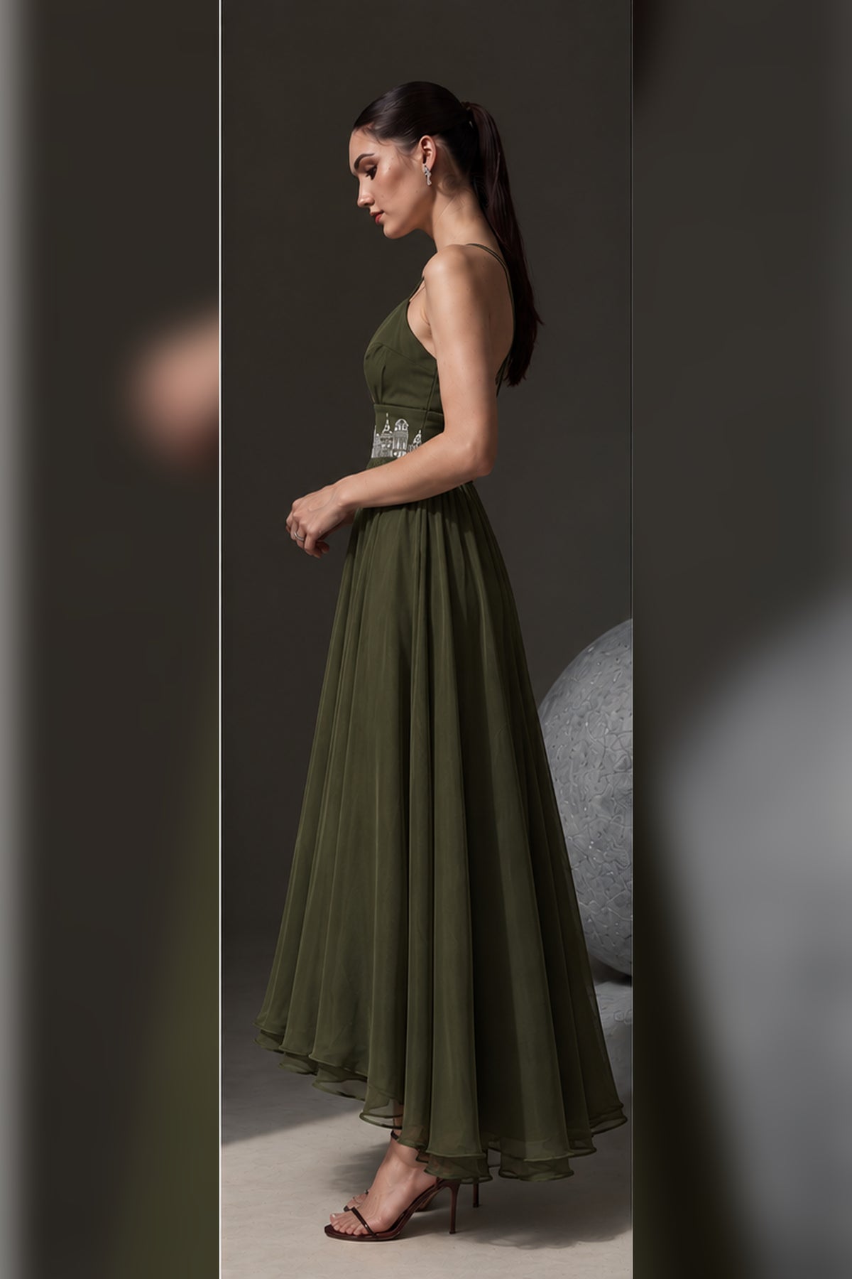 Sweetheart A-Line Organza Dress – Skyline - Burnt Olive