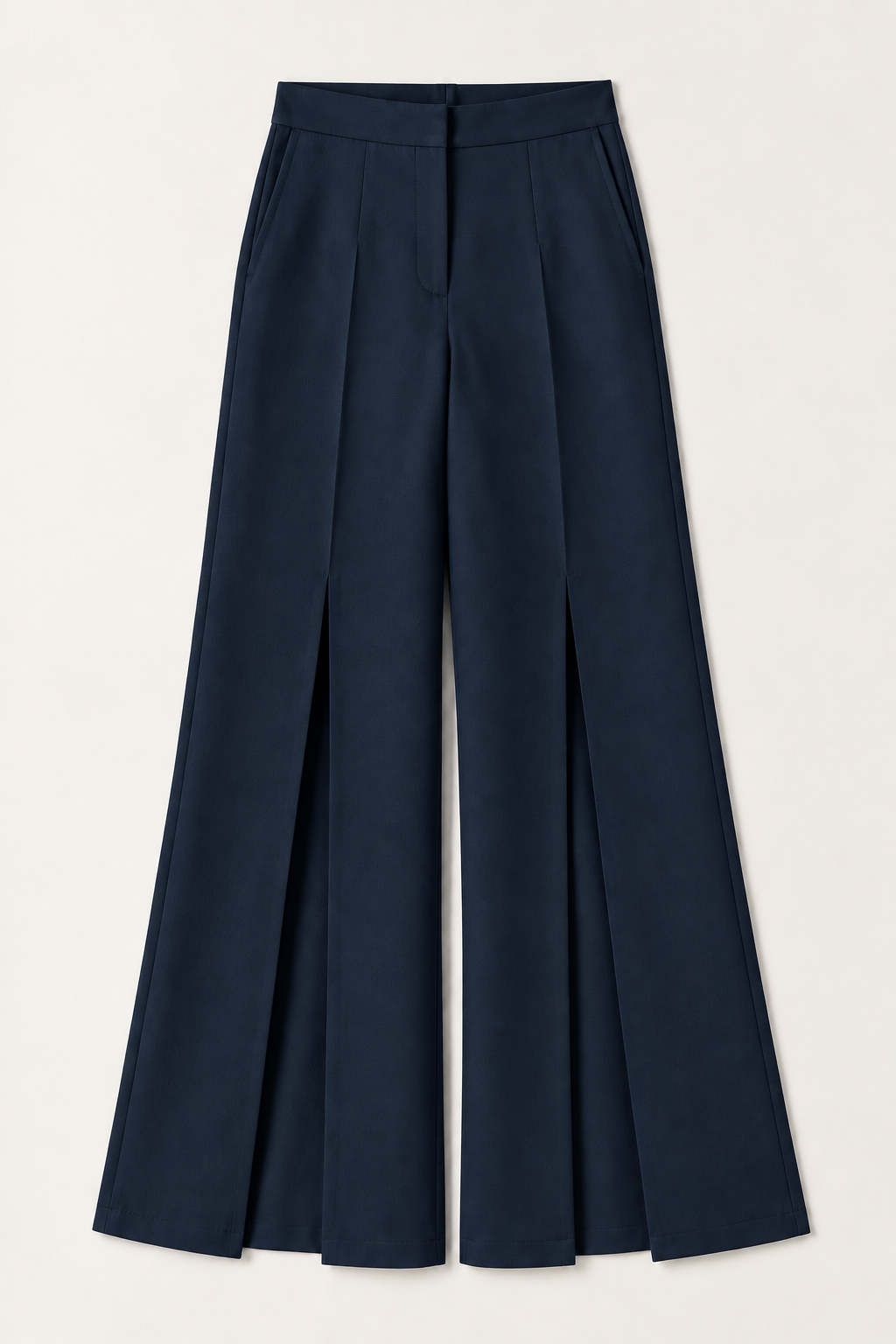 Front Slit Wide-Leg Trousers – Regal - Poseidon Navy