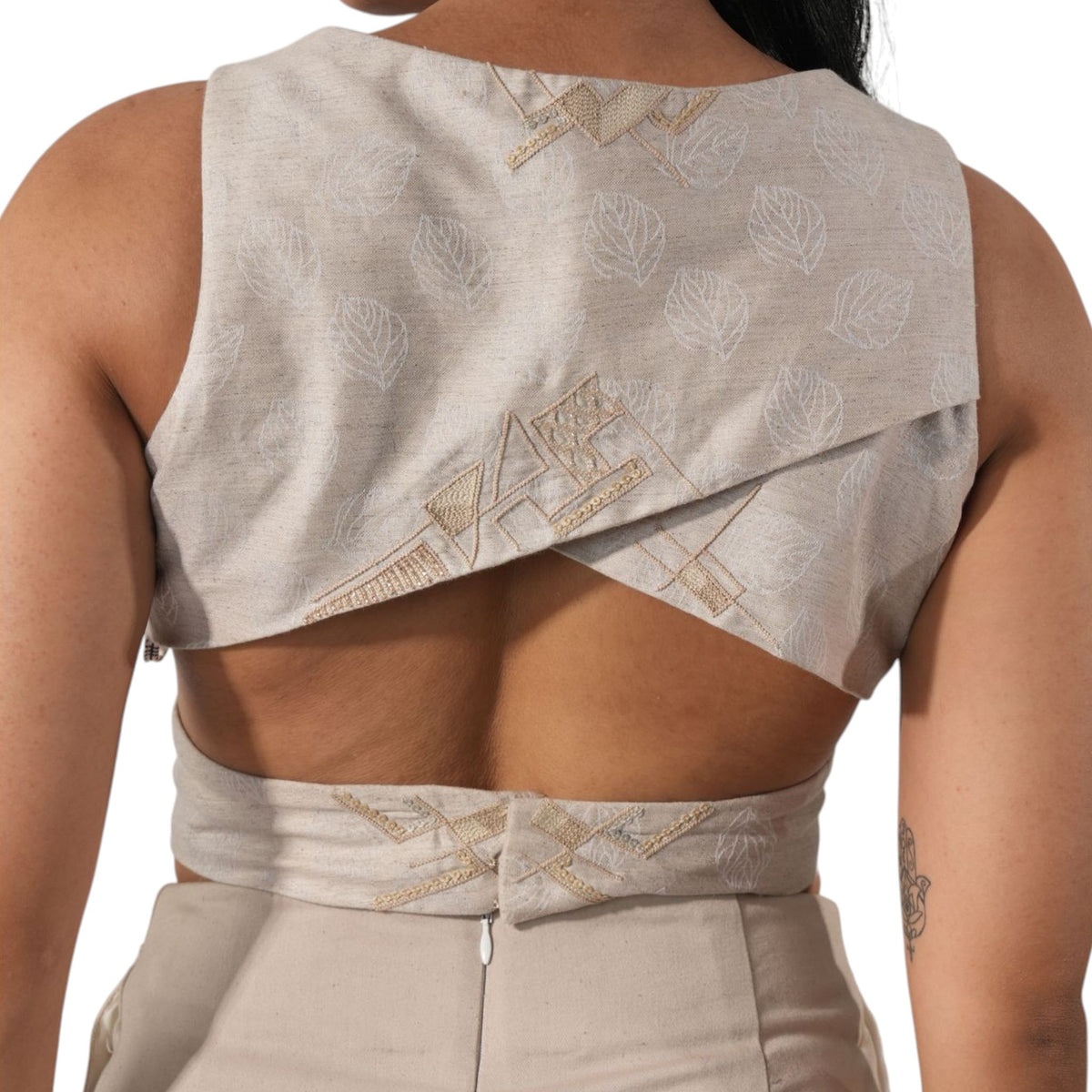 Criss Cross Backless Vest – Duskline - Beige