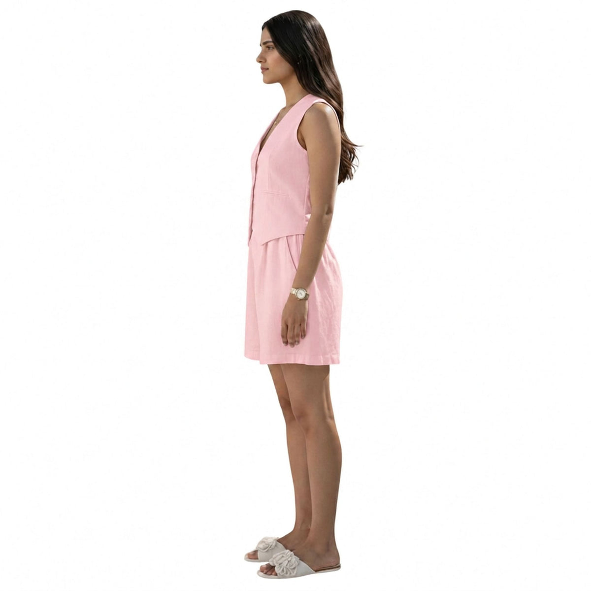 Tailored Hemp Vest – Power Muse - Pink