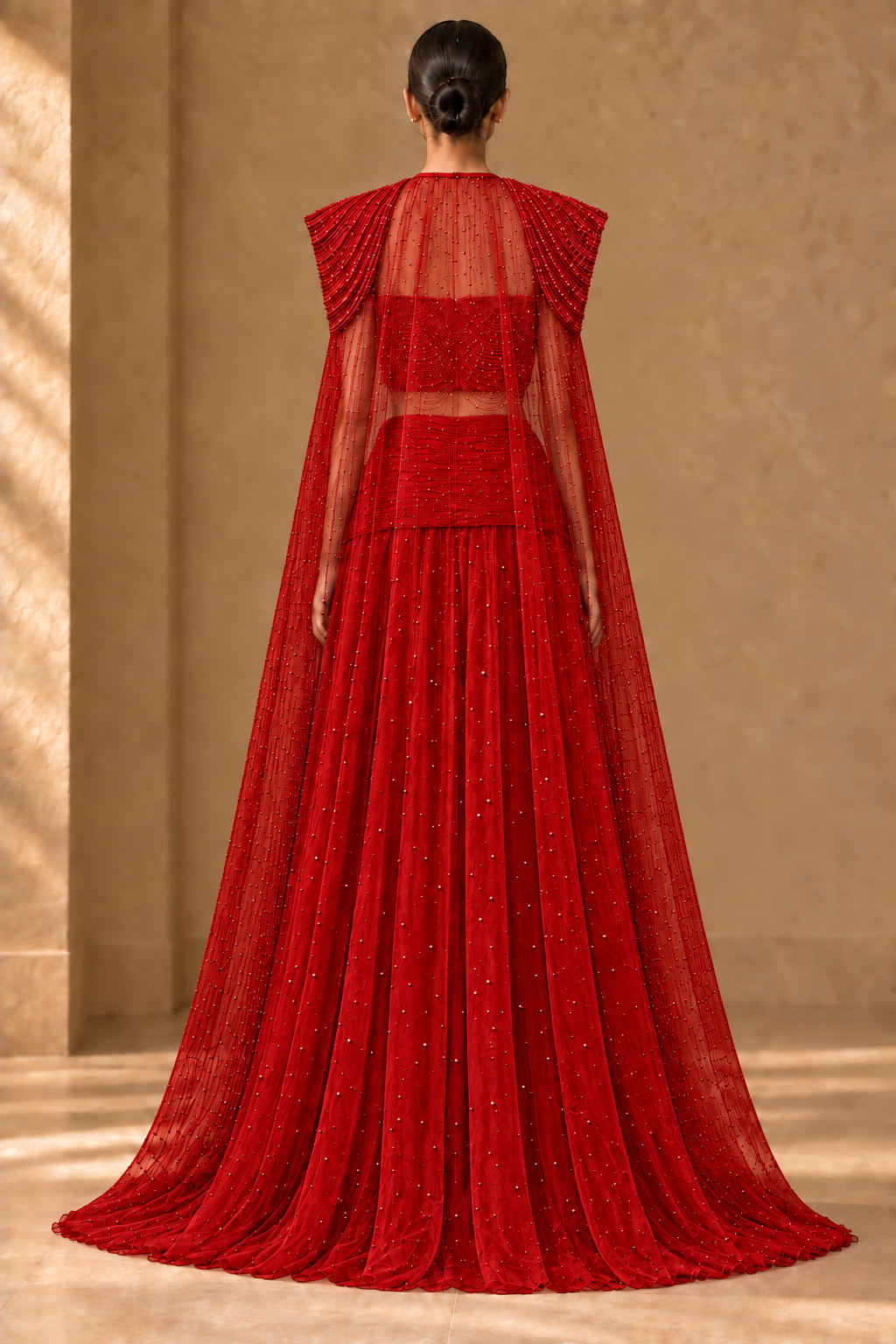 Ankh Draped Palazzo Set (3-piece) - Red