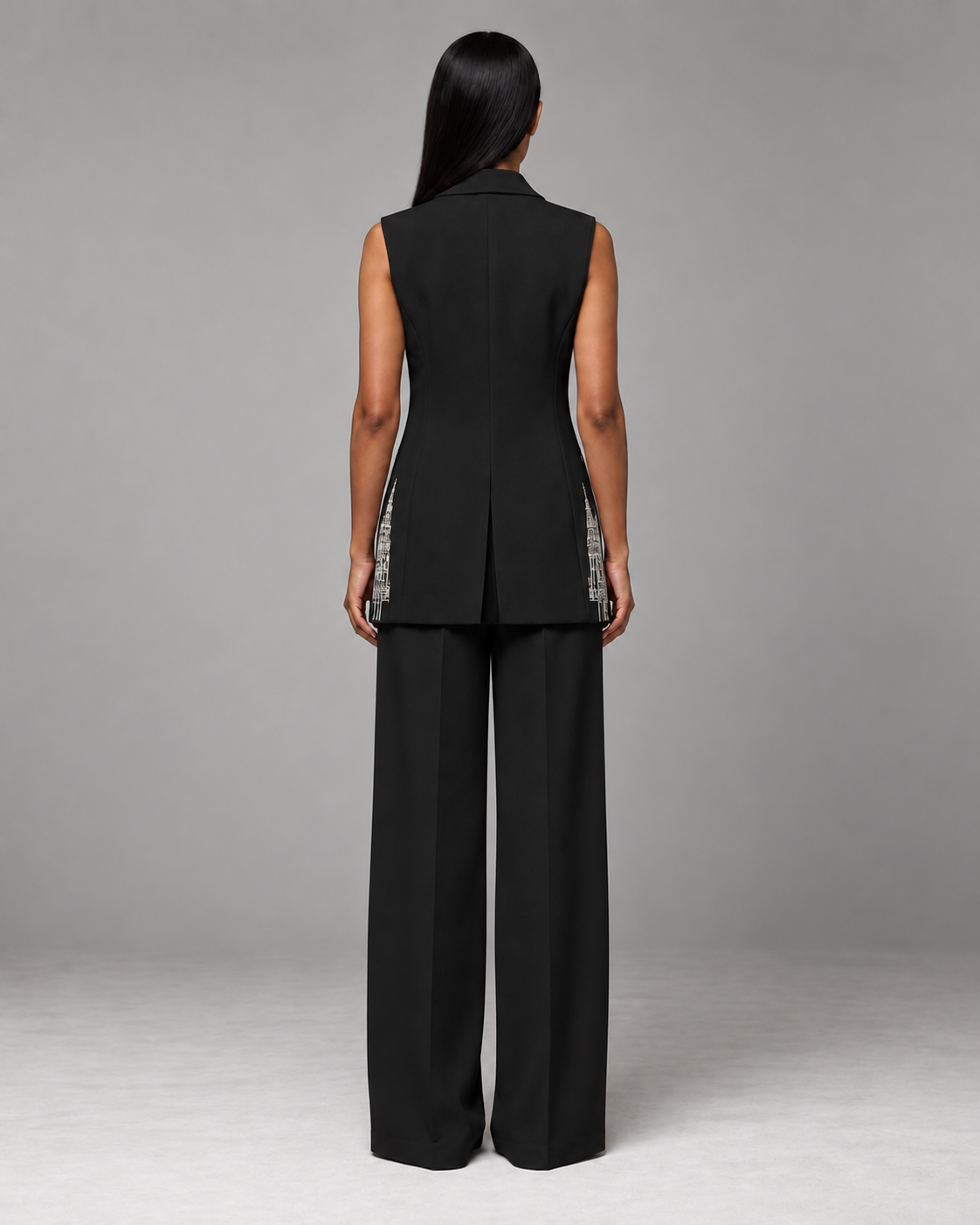 Sleeveless Tailored Blazer – Regal - Black