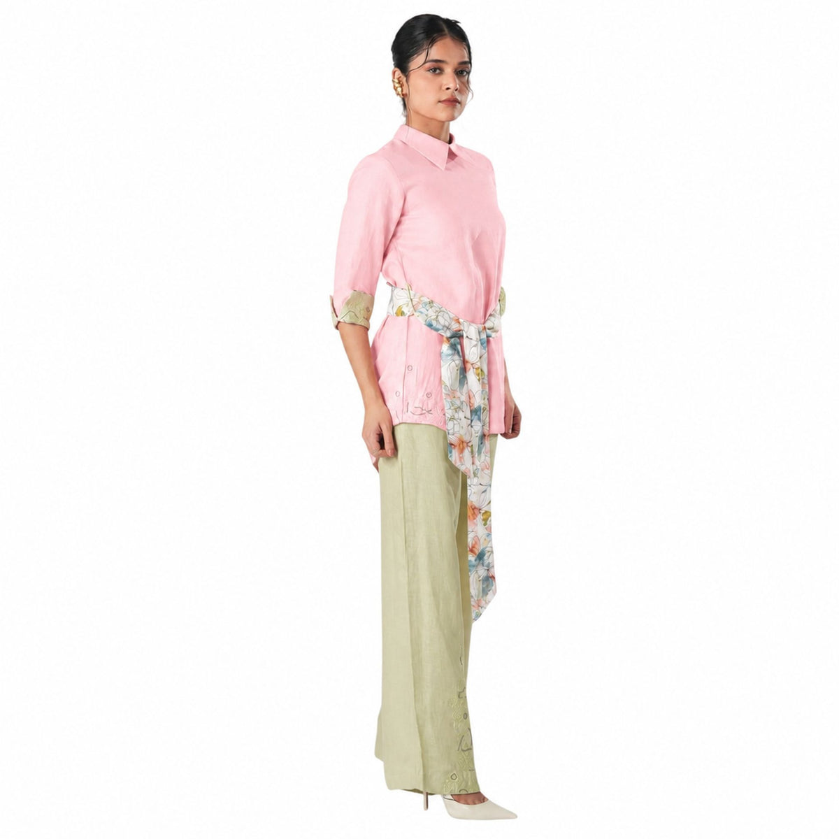 Tie-Waist Tunic Shirt – Tribaloa - Pink