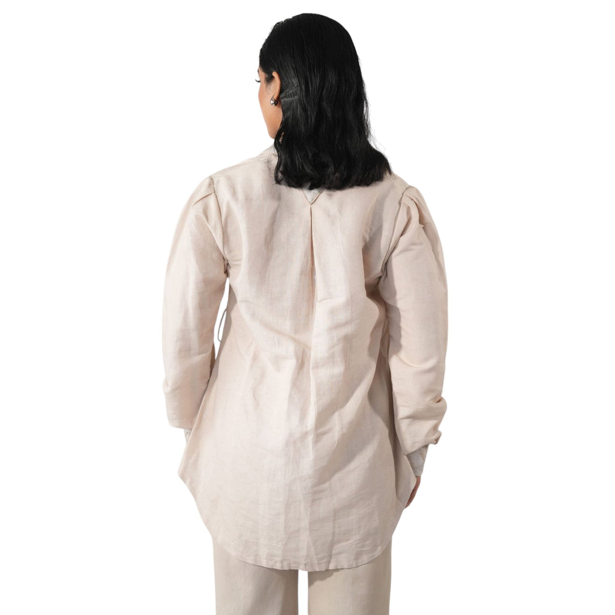 Embroidered Chelsea Collar Shirt – Ivan - Beige