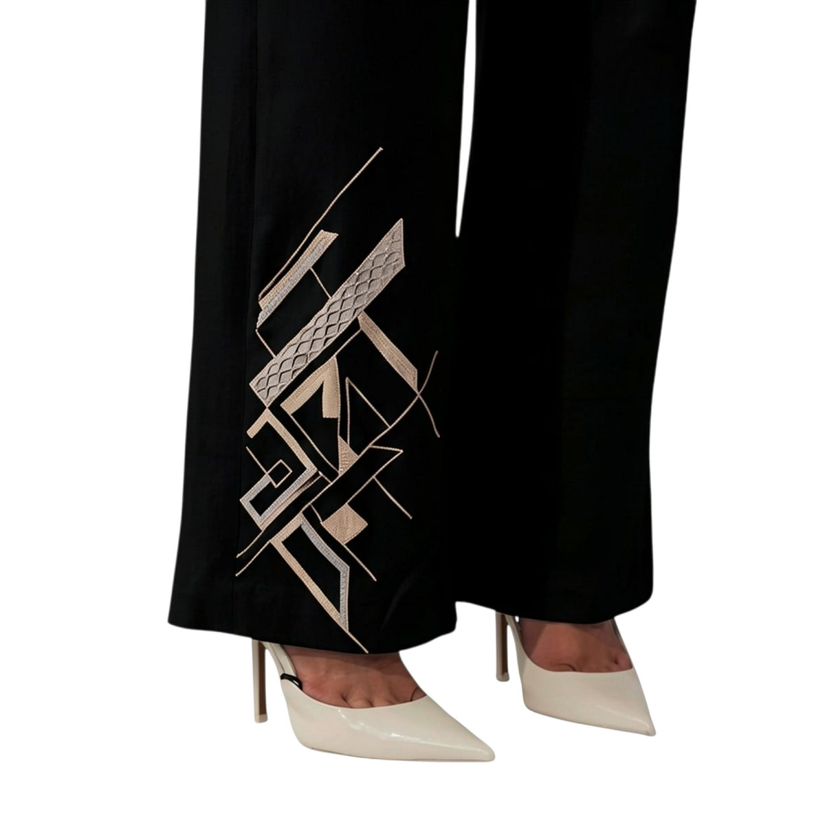 Embroidered Denim Bell Bottoms – Lunette - Black