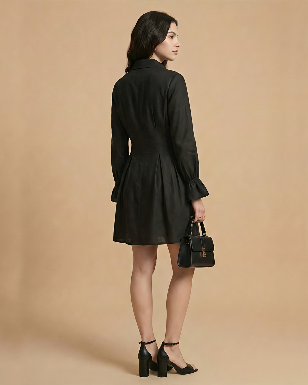 Sheer Hem Shirt Dress – Canter - Black