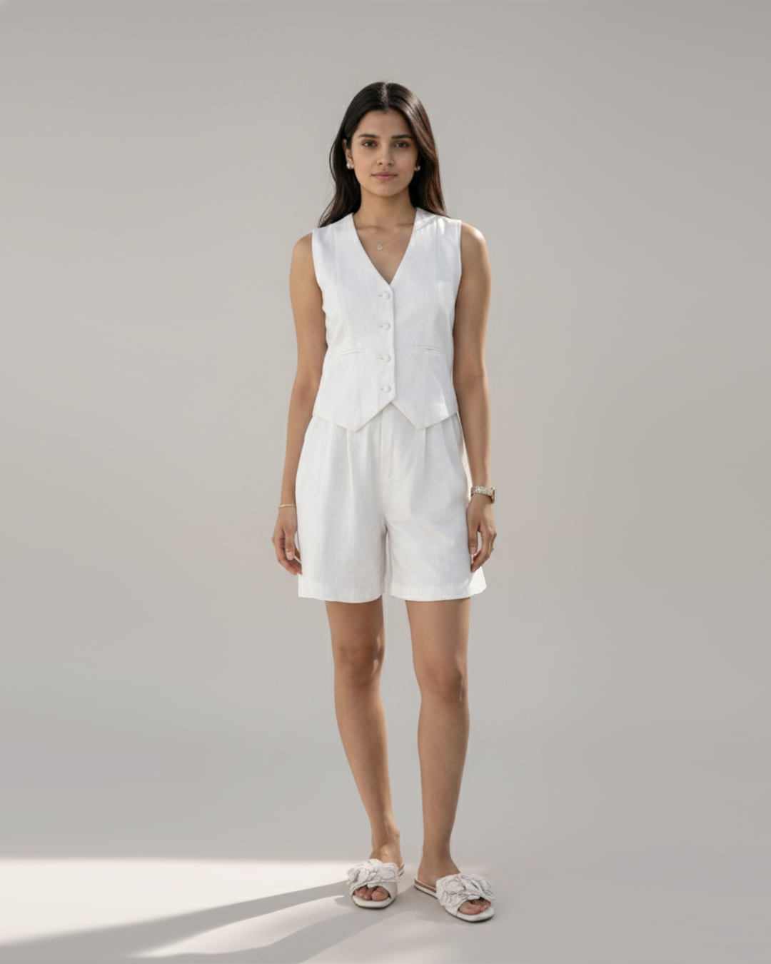 Tailored Hemp Vest – Power Muse - White