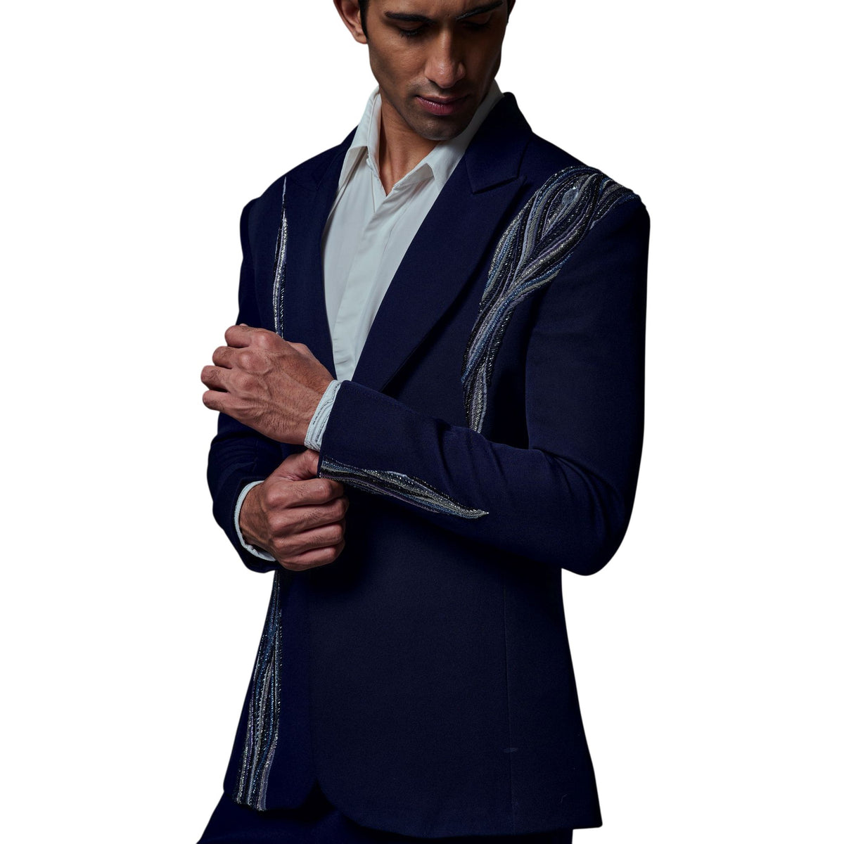 Men's Beaded Tuxedo Blazer – Eclipse - Blue