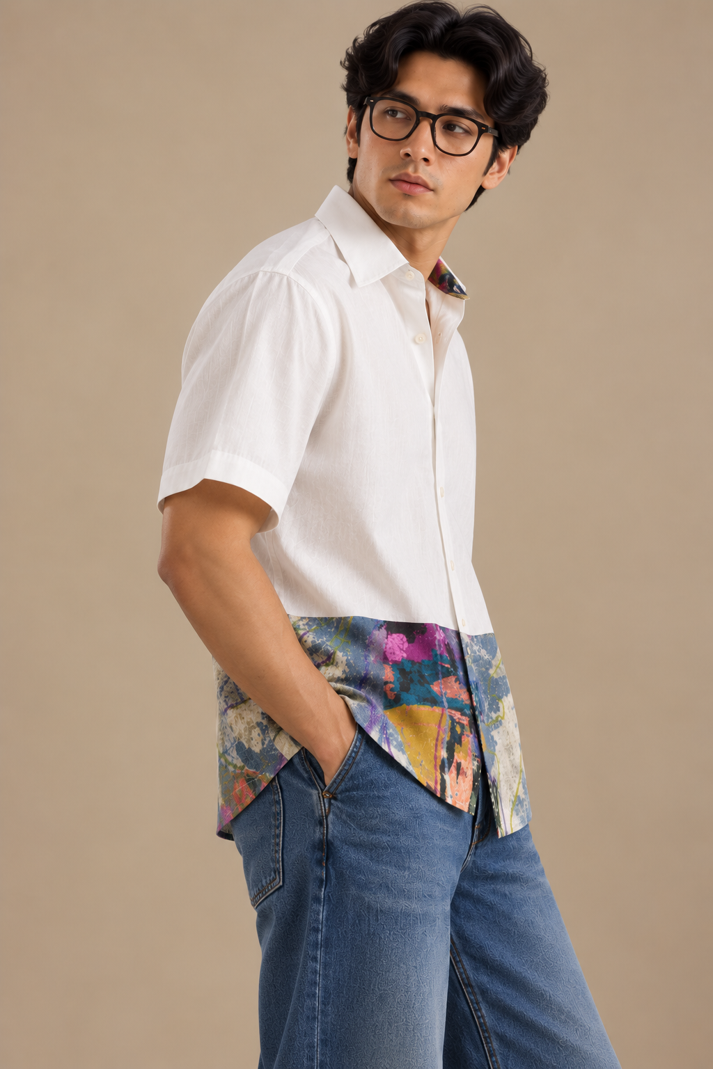 Men's Hem Patch Shirt – Warli - Abstract Print