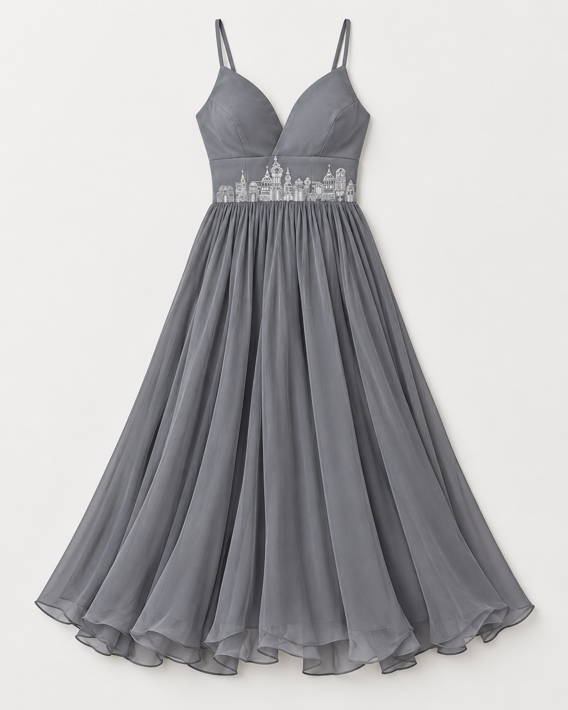 Sweetheart A-Line Organza Dress – Skyline - Underworld Grey