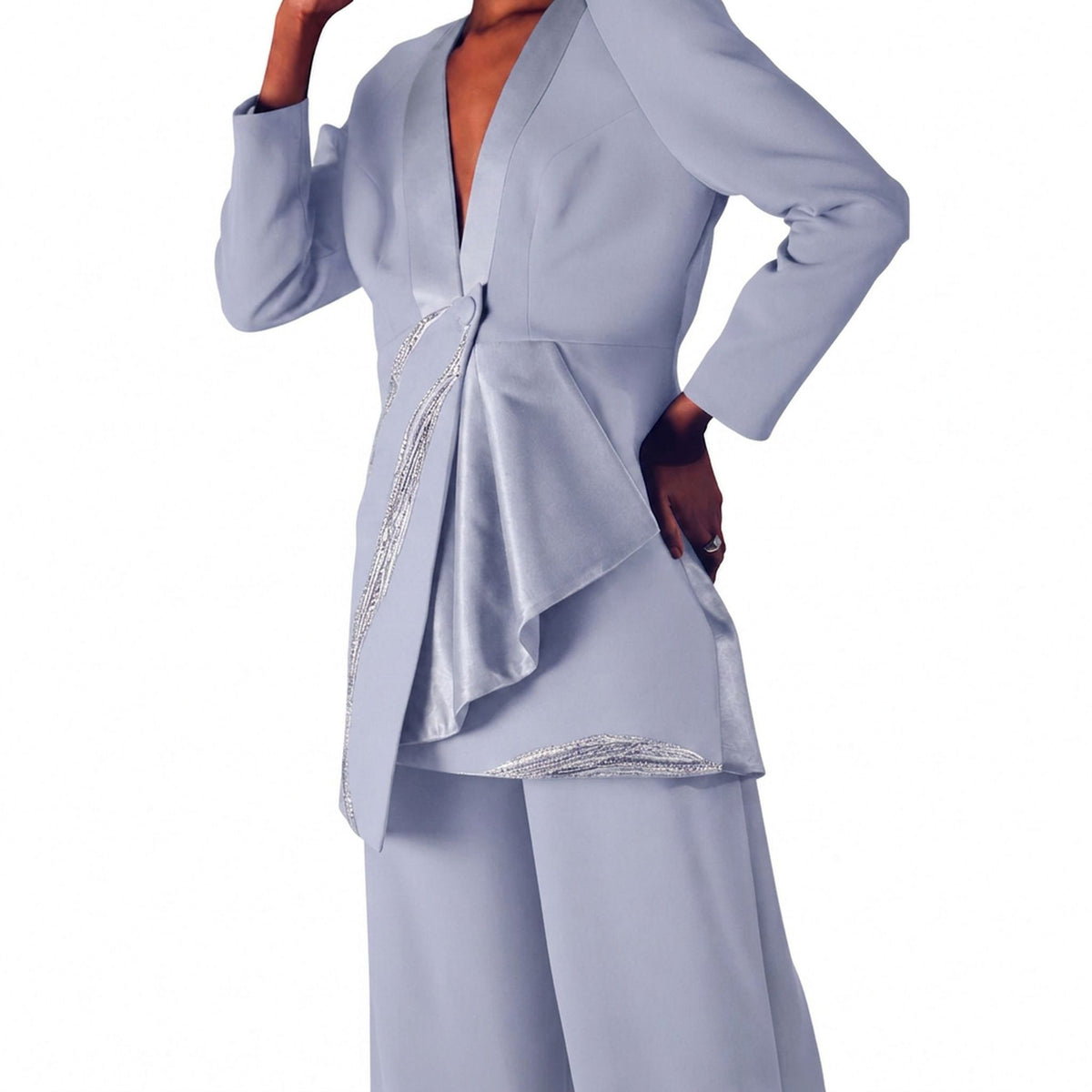 Asymmetric Drape Blazer – Nile - Cool Grey