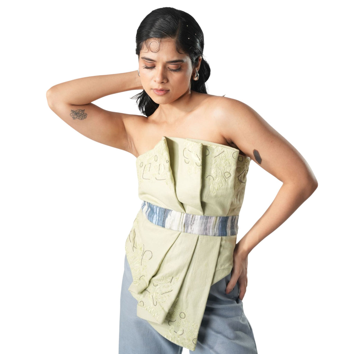 Draped Strapless Top – Vaanya - Green