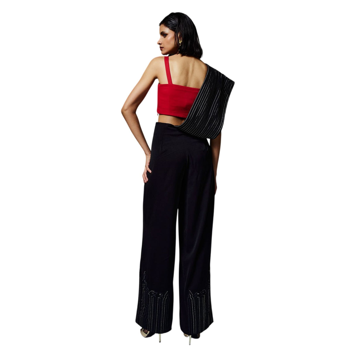 One-Shoulder Draped Jumpsuit – Strata - Black