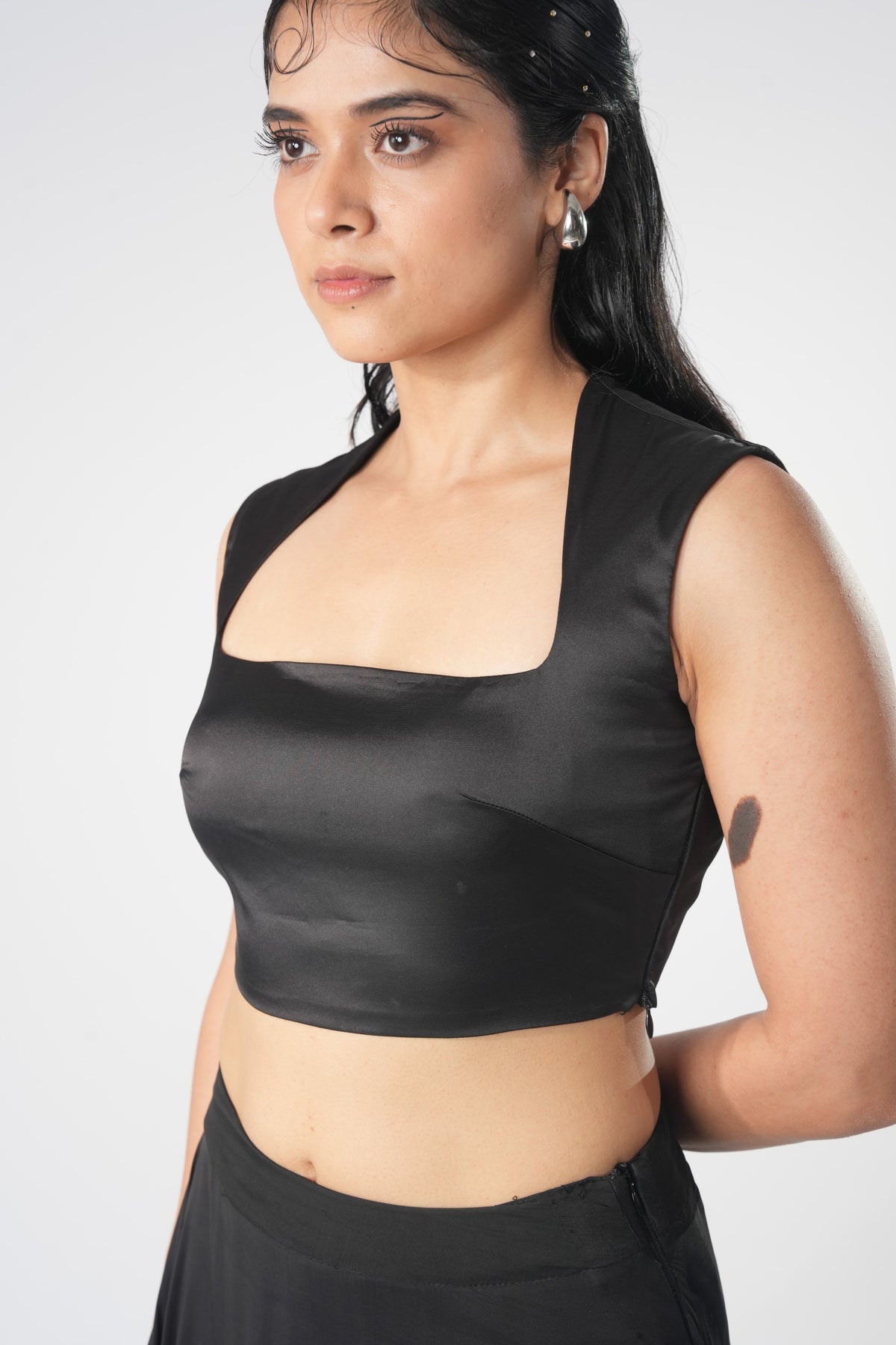 Square Neck Fitted Top – Livia - Black