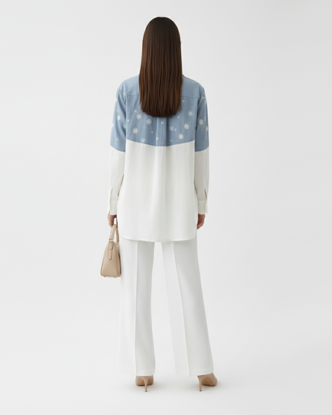 Embroidered Yoke Panel Shirt – Crestline - Blue & White