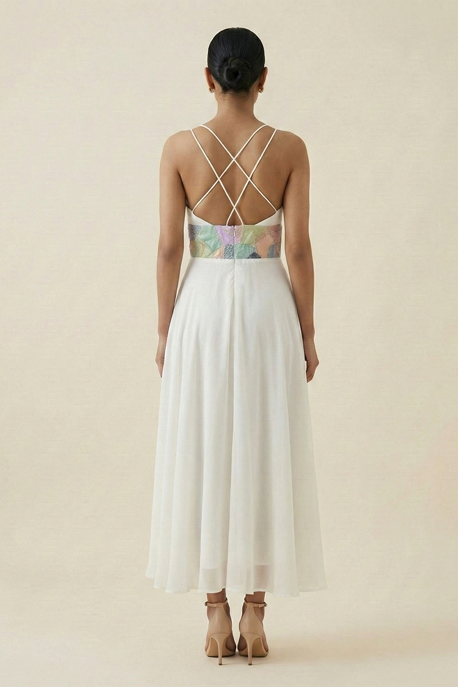 Organza Fit & Flare Dress - White