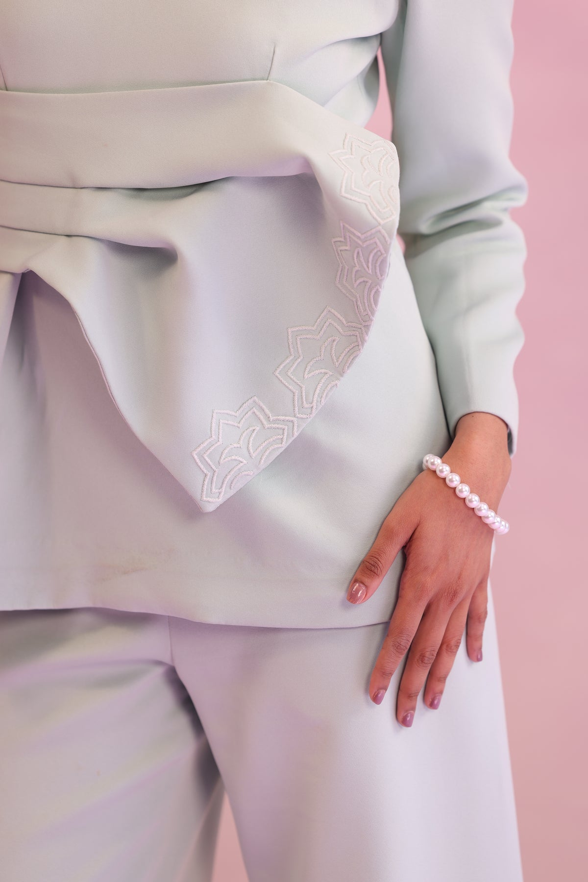 High Neck Bow Blazer – Petal - Mint Green