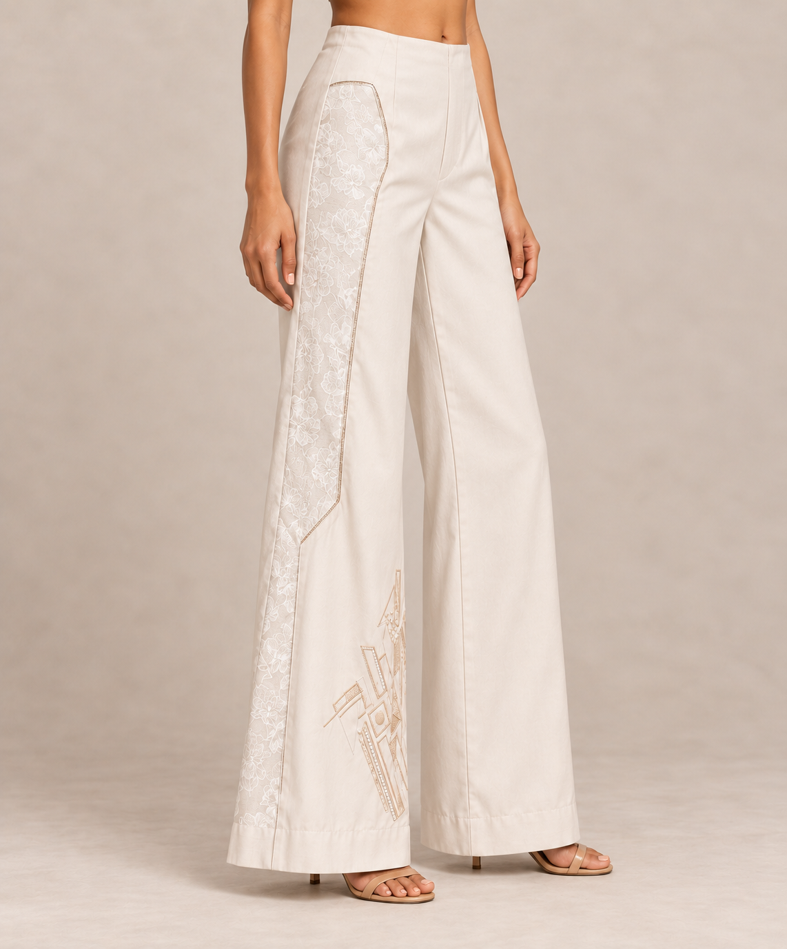 Panelled Denim Trousers - White
