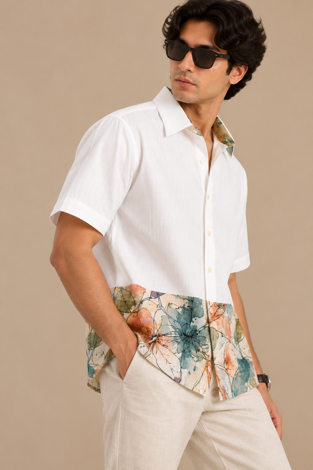 Men's Hem Patch Shirt – Warli - Floral Print