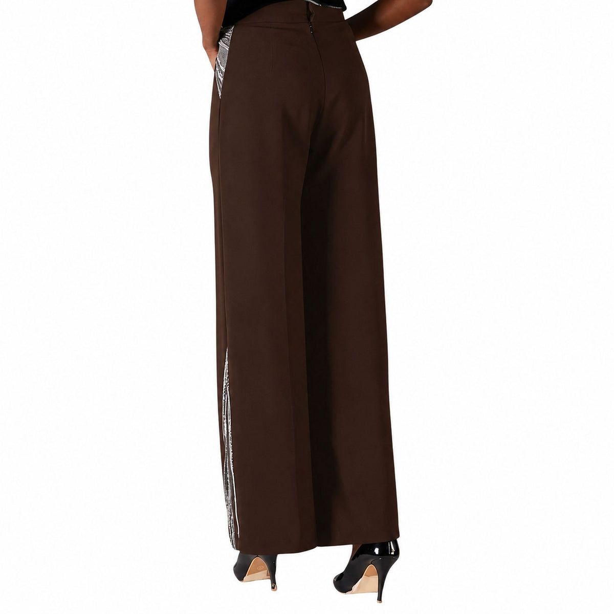 Wave Waistband Wide-Leg Trousers – Obelisk - Wine