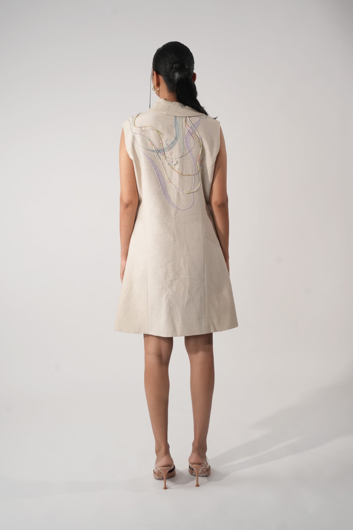 Asymmetric Button Blazer Dress – Solstice - Beige