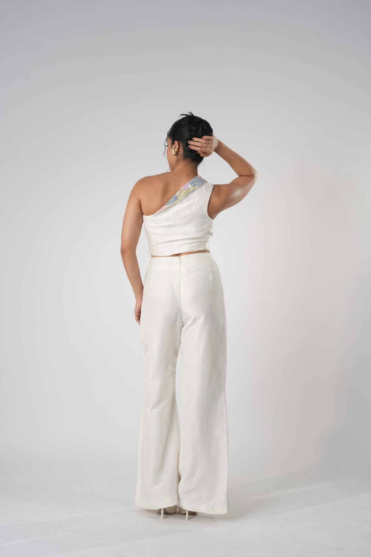 One-Shoulder Patchwork Bustier – Aurora - White