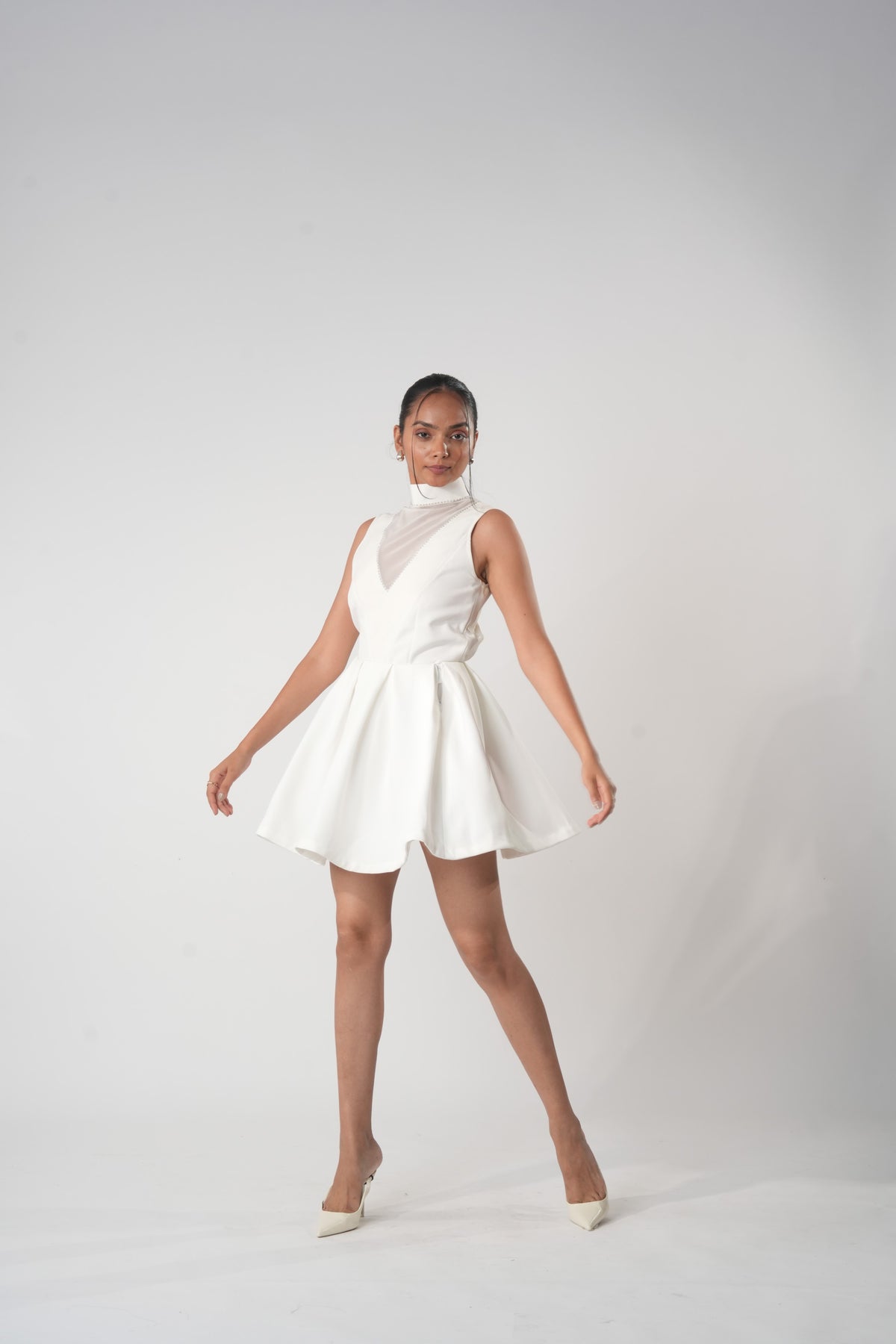 Pleated Skater Skirt – Oculus - White
