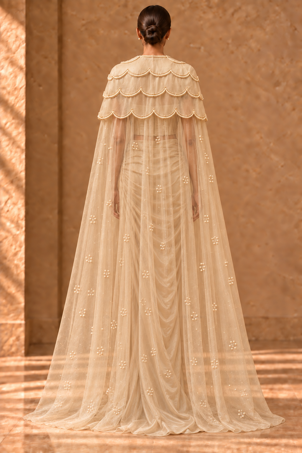 Cord Scallop Cape Set - Champagne Gold
