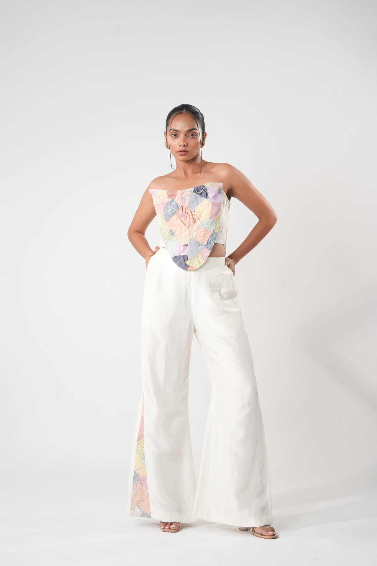 Heart Off-Shoulder Patchwork Top – Heartshade - White