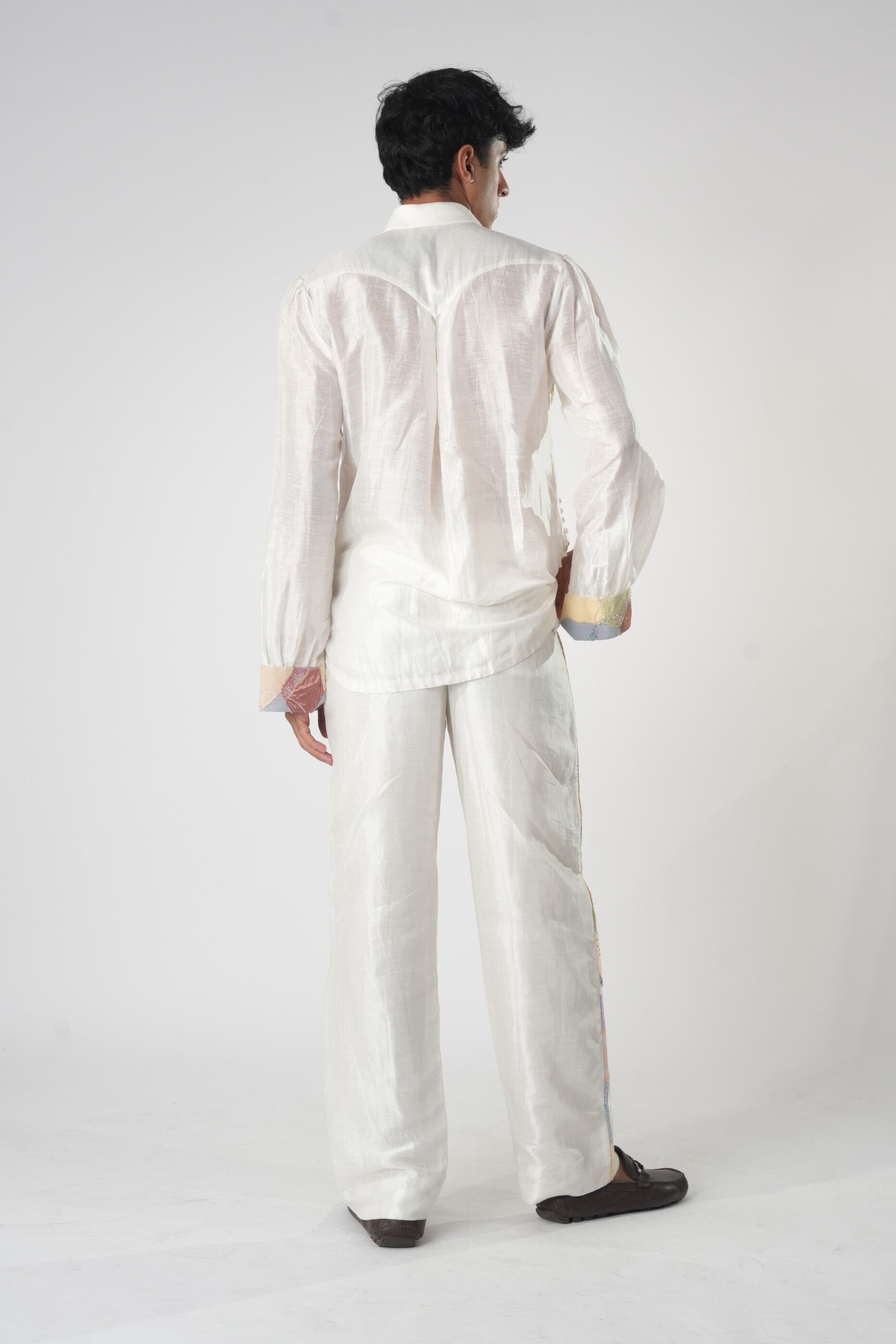 patchwork line trim trouser