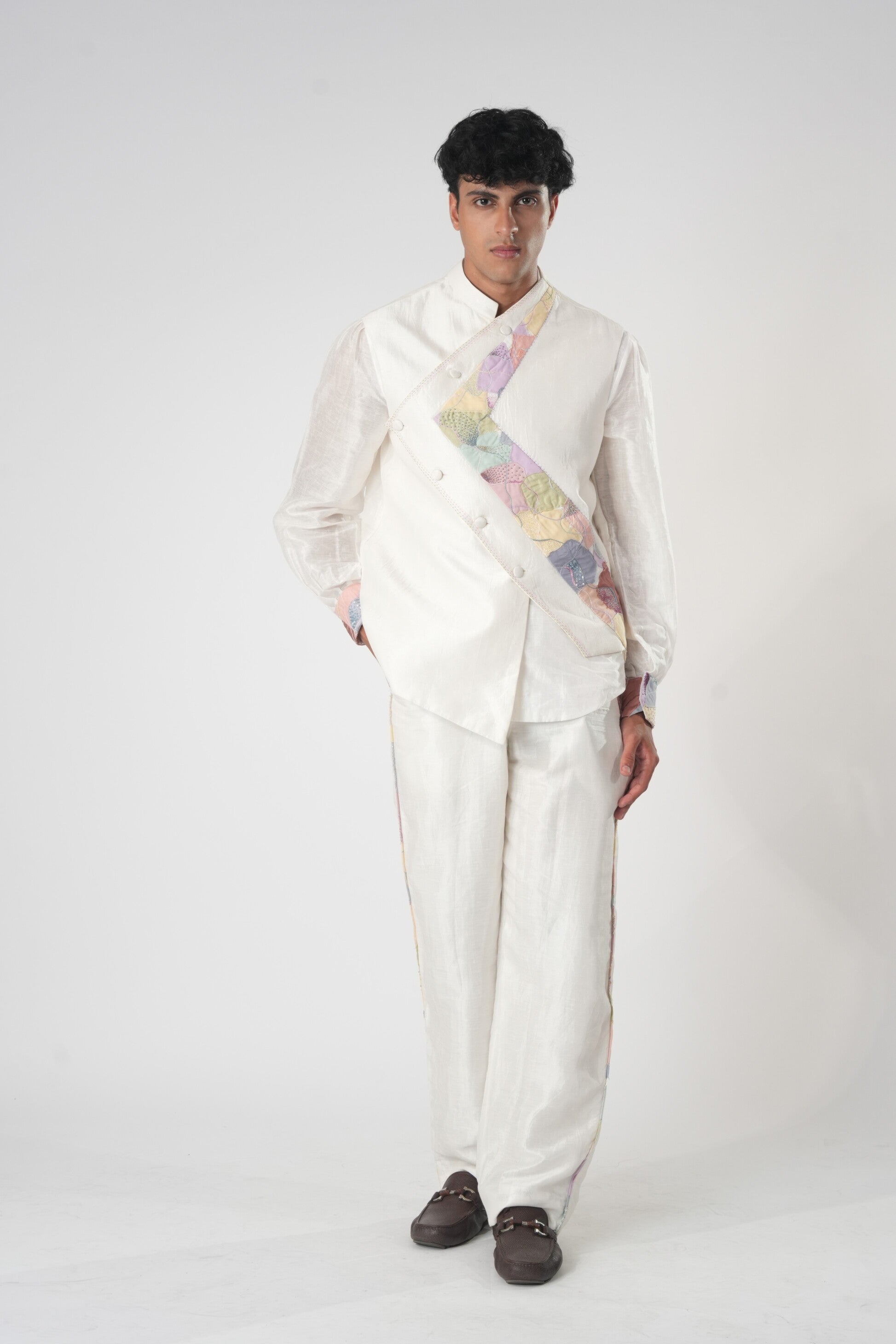 patchwork line trim trouser