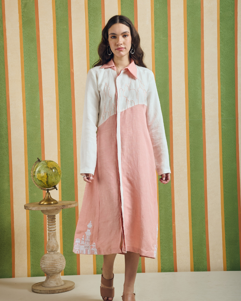 Tilt Line Dress – Two-Tone Geometric Dress for Women