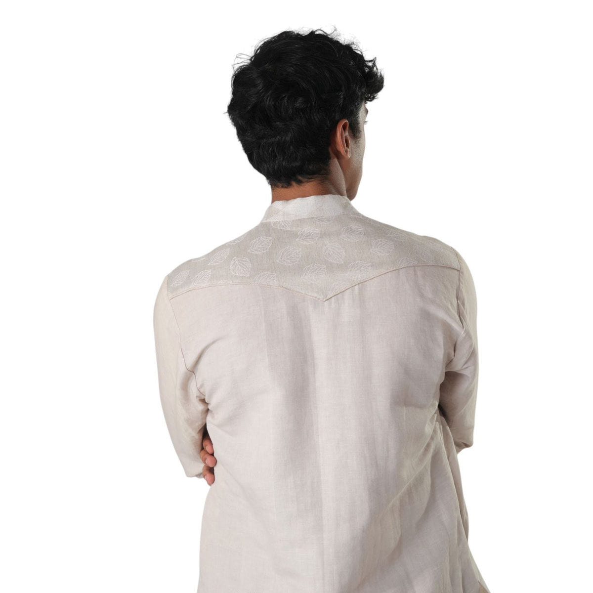 Mandarin Collar Embellished Shirt – Mystic Dawn - Beige